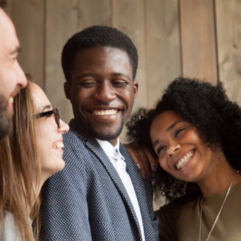 group of friends laughing together